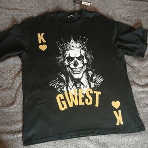 G West Oversized King Skull Joker Graphic Tee Black 2XL Premium